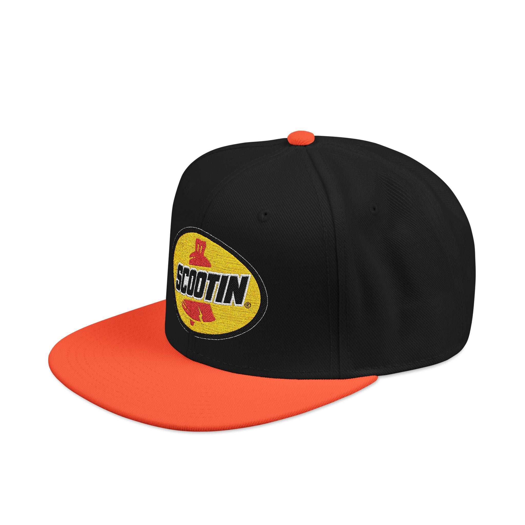Embroidered Snapback Cap with Retro 'Squitin' Patch