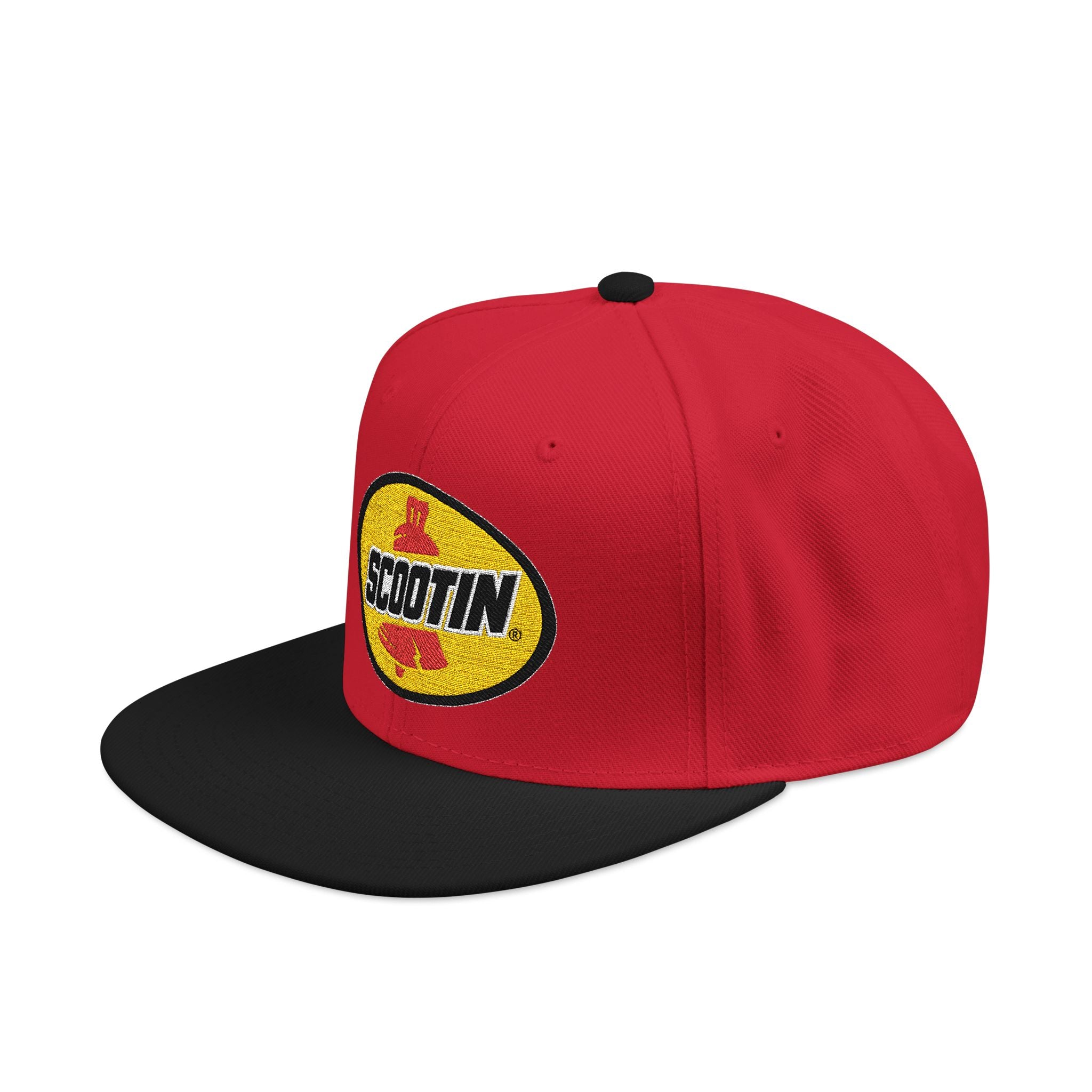 Embroidered Snapback Cap with Retro 'Squitin' Patch