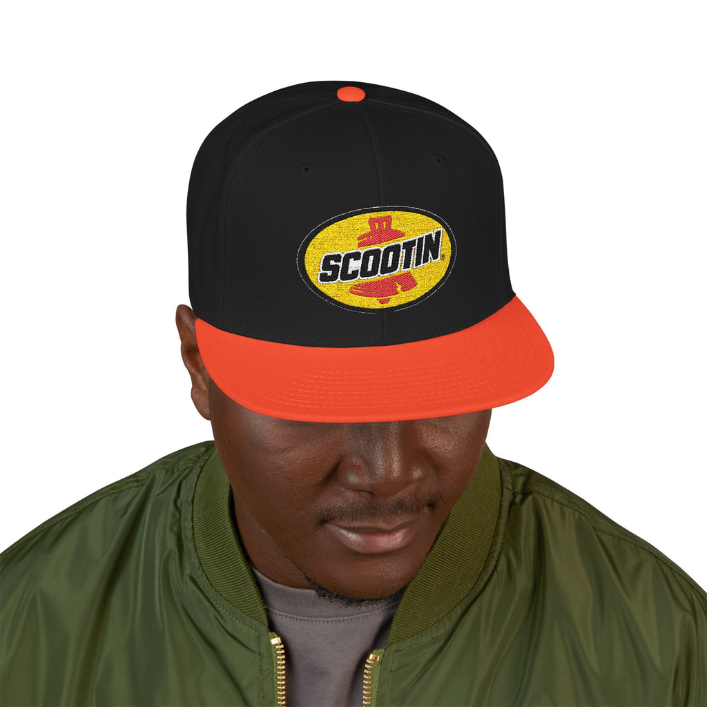 Embroidered Snapback Cap with Retro 'Squitin' Patch