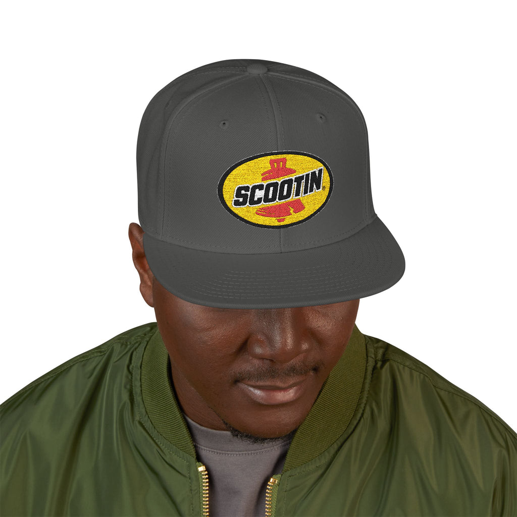 Embroidered Snapback Cap with Retro 'Squitin' Patch