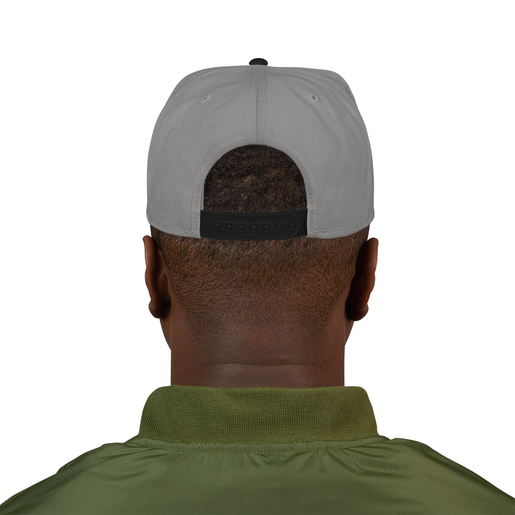 Embroidered Snapback Cap with Retro 'Squitin' Patch
