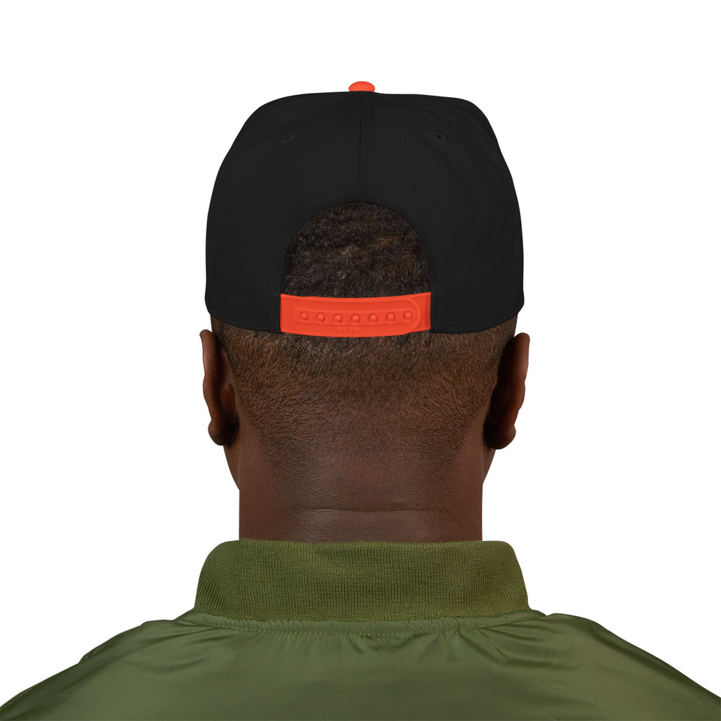 Embroidered Snapback Cap with Retro 'Squitin' Patch