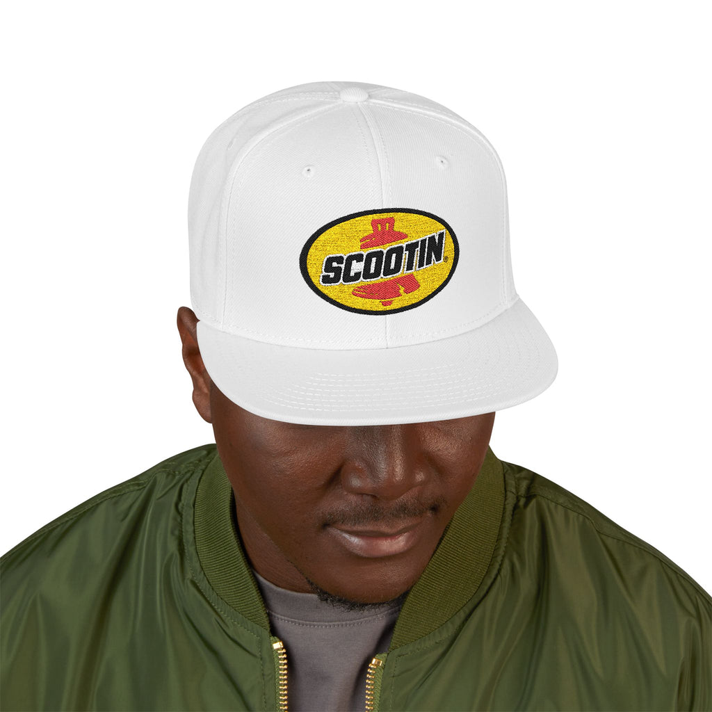 Embroidered Snapback Cap with Retro 'Squitin' Patch