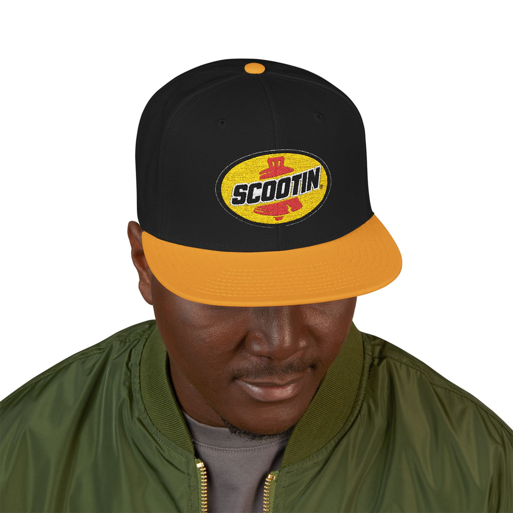 Embroidered Snapback Cap with Retro 'Squitin' Patch