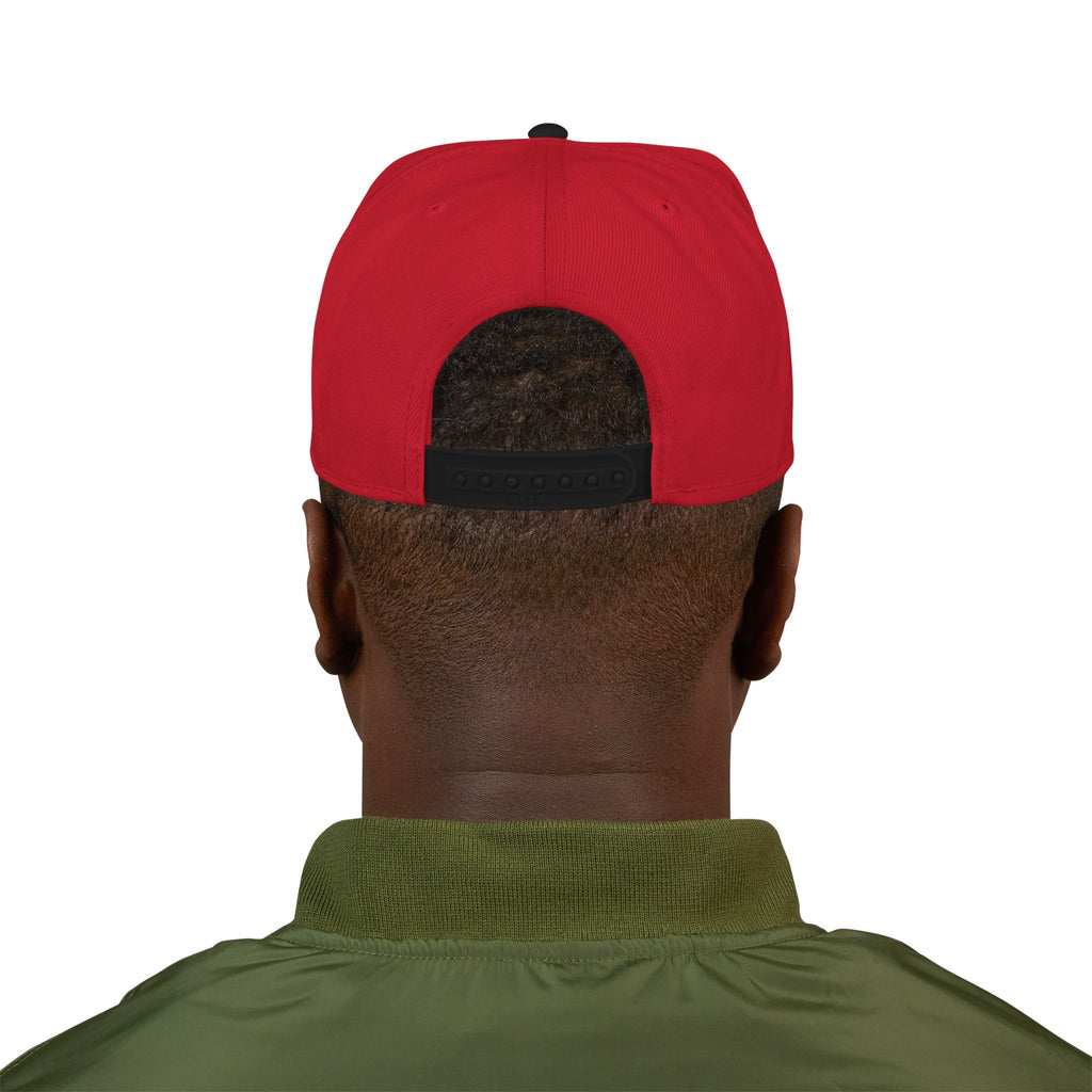 Embroidered Snapback Cap with Retro 'Squitin' Patch